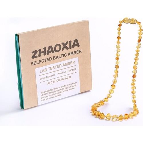 Baltic Amber Teething Necklace/Bracelet for Baby - Gift Box - 10 Colors - 5 Sizes - Lab Tested