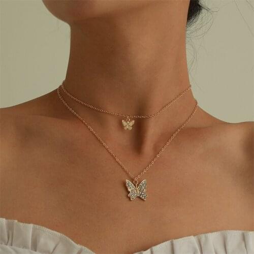 Collar Butterfly Pendant Necklace For Women Chain Choker Animal Charm Necklaces Trend Party Jewelry Ladies Gift Collier