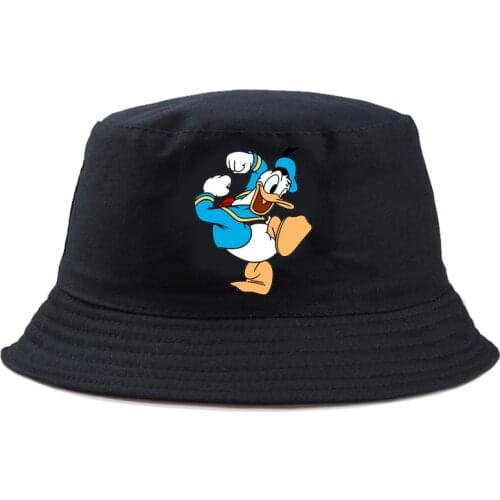 Disney Donald Duck Panama Cap Summer Bucket Hat Harajuku Sun Hat Double-sided For Kids Sunbonnet Fashion Fishing Hat Sunscreen