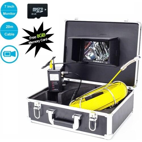 Easy Install 7" Color LCD 20M Fiberglass Cable Pipe Inspection Camera Surveillance System With DVR Function