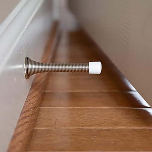 Spring Door Stop 3-1/8' Heavy-duty Door Stop-flexible Spring Door Stop With Low Installation Baby Bumper Black Rubber