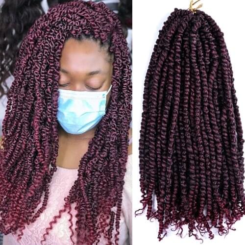 Full Star Passion Twist Crochet Hair 18 " 80g Pre-looped Synthetic Crochet Braids Hair Extension Ombre Braiding Hair Black Brown