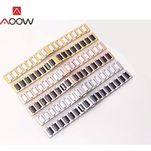 Ceramic Stainless Steel Watchband 20mm 22mm for Samsung Galaxy Watch Active2 Gear S2 S3 Huawei GT 2 Amazfit Bracelet Strap Band