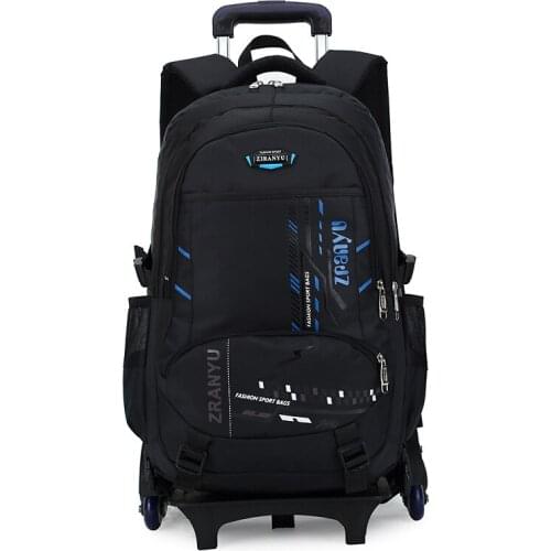 Latest Removable Children School Bags With Wheels Stairs Kids Big Boy Trolley Schoolbag Luggage Book Bags Wheeled Backpack