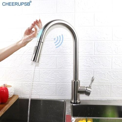 Smart Sensor Kitchen Sink Touch Faucet Hot Cold Water Mixer Crane Automatic Sense Taps Pull Down Touch Control Faucets Torneira