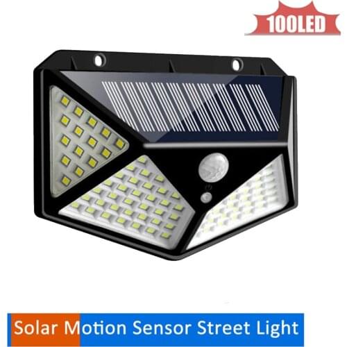 Solar 100 LEDs Dark Sensor Solar Light Solar Lamp Light Spotlight Wall Lamps Floodlight Outdoor Emergency Flood Light 4 sided 27