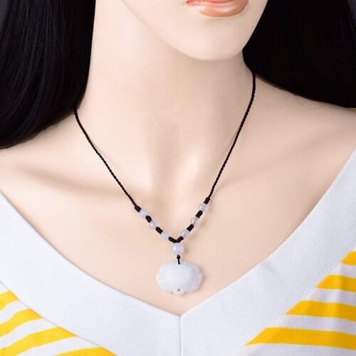 Fresh Temperamental Ethnic Style White Lotus Pendant Necklace Retro Delicate Charm Necklace Original Adjustable Size Jewelry
