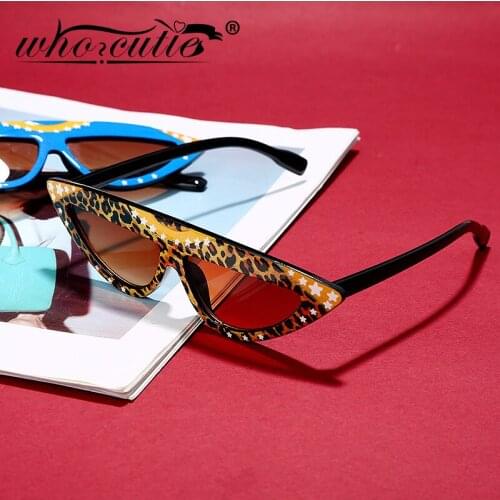 WHO CUTIE 2020 Fashion Ethnic Style Cool Sunglasses Brand Designer Leopard Frame Star Pattern Triangle Sun Glasses Shades S229