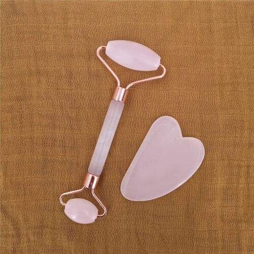 Green Pink Jade Roller Massager For Face Natural Stone Slimming Lift Massage Facial Tools For Chin Neck Beauty Skin Care Tools