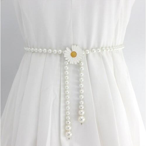 Ladies Adjustable Pearl Chain Belt Fashion Women Luxury Brand Design Simple Style Decor Dress Thin Skinny Waist Belt