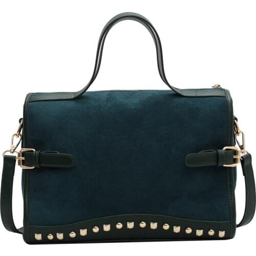 Womens Handbag Luxury Women Suede Leather Shoulder Bag Female 2021 New Rivet Ladies Shoulder Messenger Bag Fashion Soft Leather