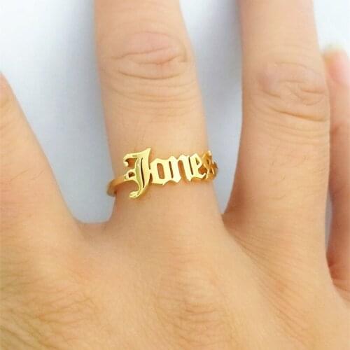 Handmade Custom Old English Name Rings Women Men Jewelry Adjustable Anillos Mujer Personalized Wedding Gift Rings For Her