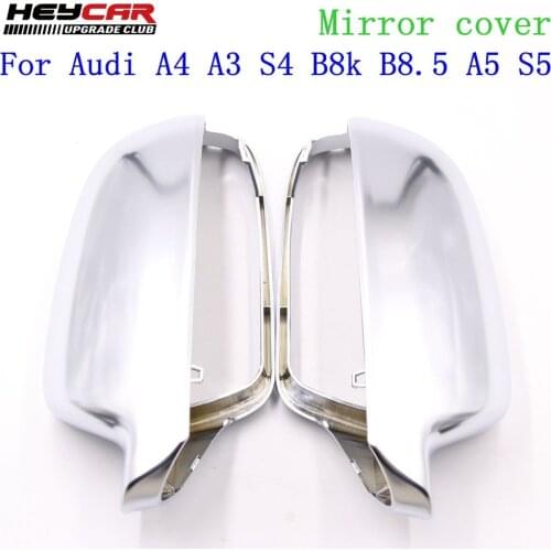1 Pair For Audi A4 S4 A5 S5 B8 matt chrome Silver mirror case rearview mirror cover shell