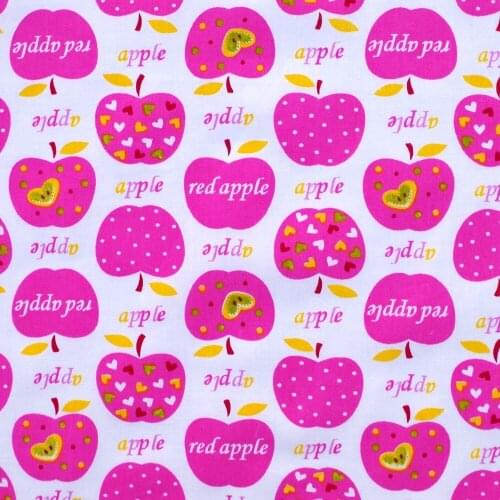 1 yard Cotton Twill Fabric for sewing pathwork, dress, cloth, bedding - Apple and heart (width=160cm,160g)