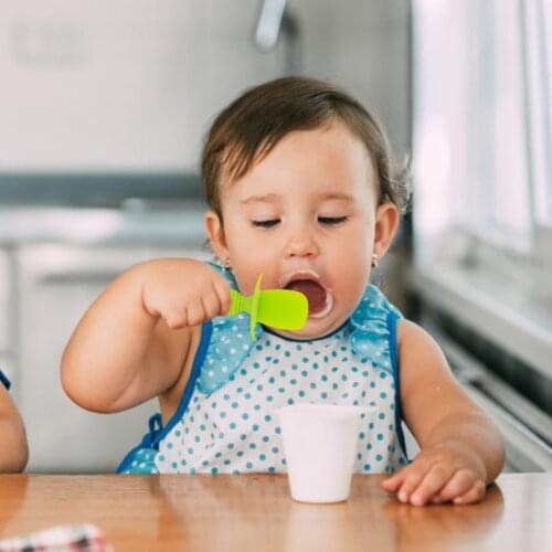 2Pcs Silicone Baby Feeding Spoon Imitation Spherical Handle Soft Safe Eating Training Spoon For Babies Over 6 Months