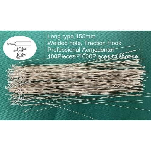 200 Pieces 0.014" Traction Hooks Preformed Ligature Tie Wires Hook Bracket Long Dental