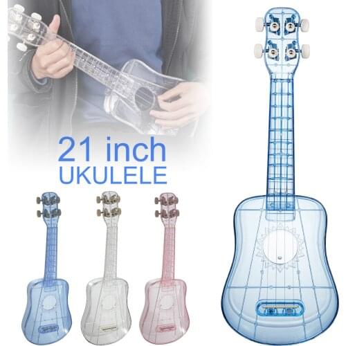 21 Inch Soprano Ukulele Transparent PC Material Integral Unibody Lightweight Candy Colored 4 Strings Guitars