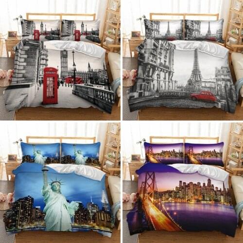 3D Digital Eiffel Tower Printing Duvet Cover Sets London Print Bedding Sets The statue of liberty Quilt Comforter Covers