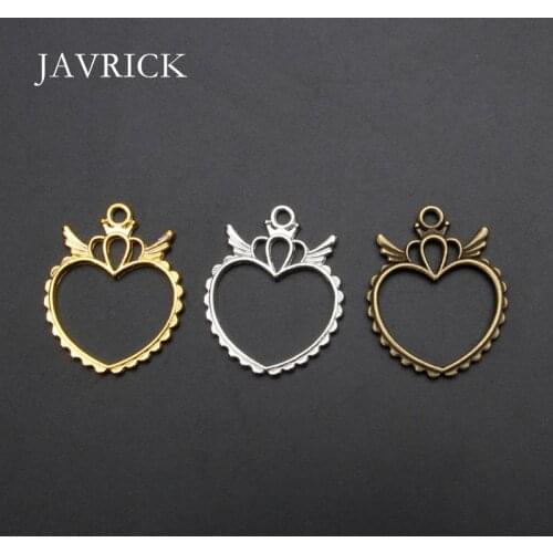 5Pcs Hollow Wings Heart Frame Pendant Open Back Bezel UV Resin Craft Tool DIY Pendant Accessories Jewelry Making Tool