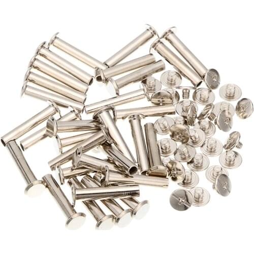 50pcs M5x25mm Iron-nickel-plated screw books Fingertight Picture books screw rivets albums butt recipes leaflet nail M5Hardware