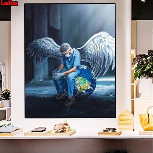 Full Drill DIY Diamond Painting Doctor angel Cross Stitch square Diamond 5D Embroidery rhinestones Diamond Mosaic Decoration