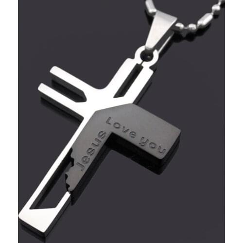 ATGO Christmas Gift Mens Jewelry Love you Jesus Cross Pendants, High Quality Women 316L Stainless Steel Pendant Necklace BP701