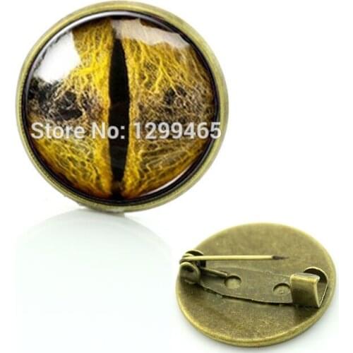 Dragon Eyes Glass Brooches For Broche Promotion Rushed Gifts Pin Steam Punk Brooches Unique Design Snake Eye Badge C 1222