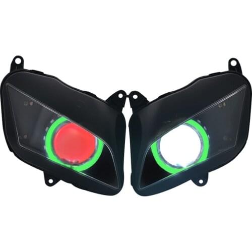 Motorcycle Custom Headlight Green Angel Red Demon Eyes HeadLight Lamp Assembly Fits for Honda CBR600RR CBR600RR 2007-2012