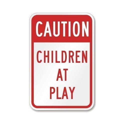 Tie Guanyin Notice Sign Iron Painting No Children Playing Safety Signs Hanging Sign Tin Label Tin Sign 8 X 12 Inches