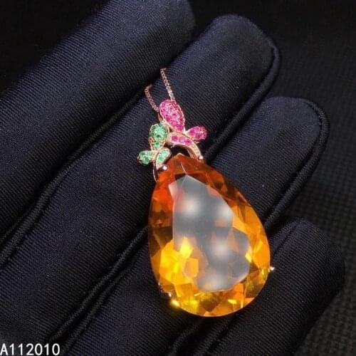 KJJEAXCMY Fine Jewelry 925 Sterling Silver inlaid Citrine Female Pendant Necklace elegant hot selling