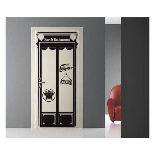 Adhesive wall door American Bar-size 89x200 cm-wall decoration, wall stickers, wallpaper