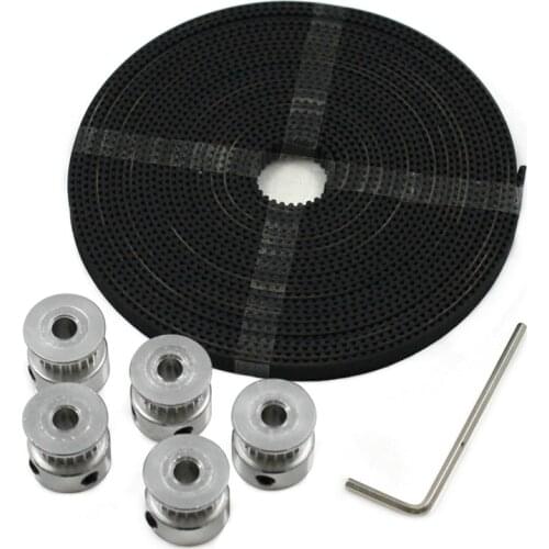 5M GT2 Timing Pulley Kit 20Teeth 5mm Bore Synchronous Wheels Gear Part Belt Width 6mm for 3D Printer Accessories
