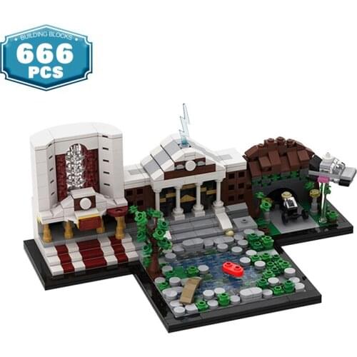 MOC Architecture Skyline Building Blocks Back To The Futureed Movie Scene City Street View Brick Assemble Model Toys For Kid
