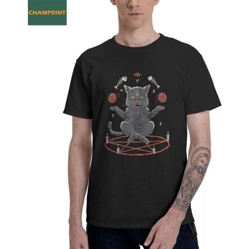 Devious Cat T Shirts for Men 100% Cotton Novelty T-Shirt Round Collar Kawaii Tee Shirt Short Sleeve Clothes 4XL 5XL 6XL