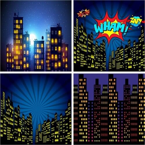 Laeacco Baby Comics Superhero Birthday Party Customized Banner Portrait Photocall Photo Background Photo Backdrop Photo Studio