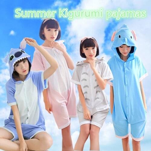 Summer Kigurumi Pajamas Stitch Cosplay Costume Onesies Catoon Animal Jumpsuit Adult Sleepwear