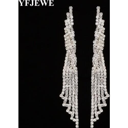 YFJEWE Fashion Jewelry Wedding Party Crystal Tassels Accessories Long Drop Dangle Earrings Hanging boucle d'oreille femme E474