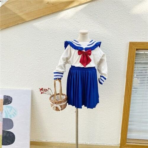 Cartoons Moon Newest Girl Suit Uniform Female Collar Shirt Pleated Skirt Set Carnival Halloween Party Dress Gifts