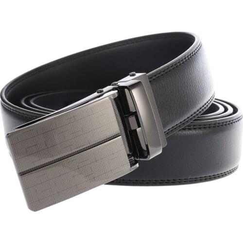 MEDYLA New Arrival Classical Automatic Buckle Black Belt for Business Men High Quality Genuine Leather 3.0 Width Strap Waistband