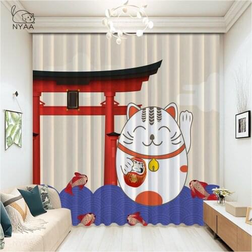 Japanese-style Cat Window Treatments Curtains Valance Window Curtains Dark Curtains Bedroom Kitchen Outdoor Drapes Decor Window