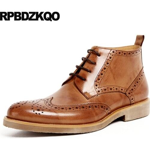 Oxfords Formal High Top Brogue Derby Italian Men Dress Shoes Luxury Brand Pointed Toe Famous Office Wingtip Black Brown European