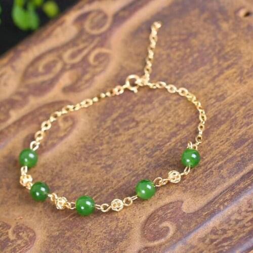 Wholesale JoursNeige Green Natural Stone Bracelet Round Bead With Accessories Bracelets Lucky For Women Fresh Bracelet Jewelry