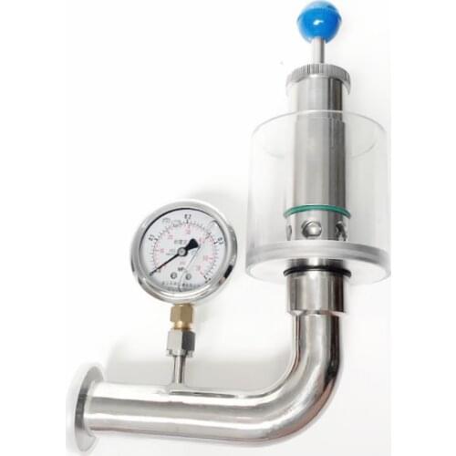 Stainless Steel 304 Sanitary Pressure Release Valve With Pressure Gauge 1.5" Tri Clamp Connection
