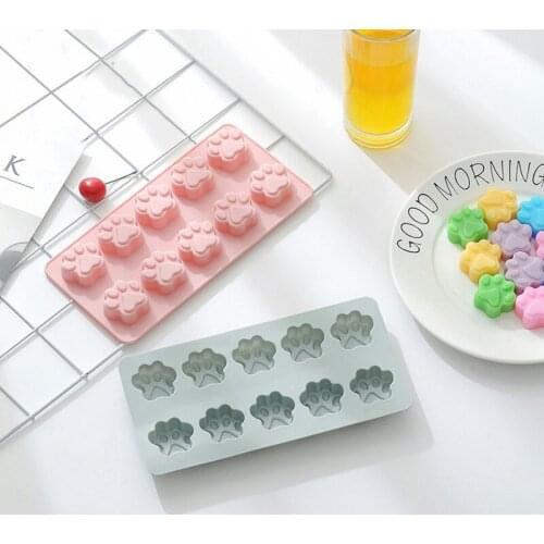 10 holes Cat claw Silicone Cake Mold Fondant Cake Decorating Tools DIY Soap Chocolate Cookies Mold Ice Cube Tray