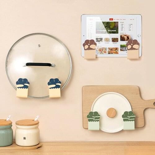 Cat Paw Pot Lid Rack Household Organization Home Accessories Multi-Function Cartoon Shelves Wall Shelf Kitchen Storage Organizer