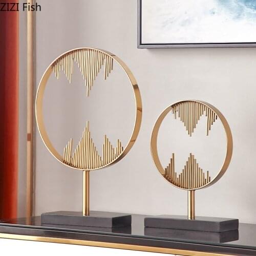 Golden Metal Abstract Mountain Landscape Mascot Feng Shui Furnishings Desktop Decor Chinese Home Decoration Accessories Modern