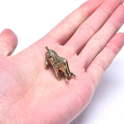 Bull Ornament Sculpture Copper Miniatures Figurines Desk Decoration Bull Ornament Made Of Pure Copper Handmade Lines Accessories