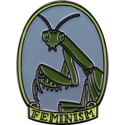 Praying mantis brooch unique feminism flair addition