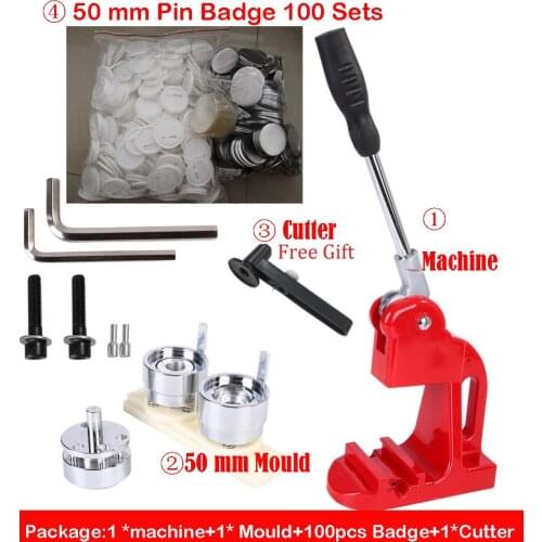 Button Badge Maker Include 50mm Button Badge Mould and 100pcs 50mm Button Badge Pin Material(1pc Circle Cutter As Free Gift)
