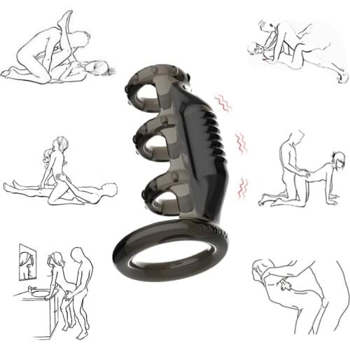 Vibrating Ring Lasting Enlarge Cock Stimulate Massage Clitoris Chastity Rings Sex Toys For Man Delayed Ejaculation Fidget Toys